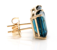 Load image into Gallery viewer, 6.00 Ct Natural London Blue Topaz 14k Solid Yellow Gold Stud Earrings