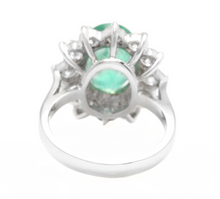Load image into Gallery viewer, 5.80ct Natural Emerald &amp; Diamond 18k Solid White Gold Ring
