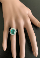 Load image into Gallery viewer, 5.80ct Natural Emerald &amp; Diamond 18k Solid White Gold Ring