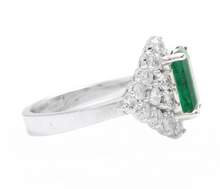 Load image into Gallery viewer, 4.70ct Natural Emerald &amp; Diamond 14k Solid White Gold Ring