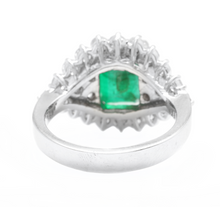 Load image into Gallery viewer, 4.70ct Natural Emerald &amp; Diamond 14k Solid White Gold Ring