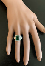 Load image into Gallery viewer, 4.70ct Natural Emerald &amp; Diamond 14k Solid White Gold Ring