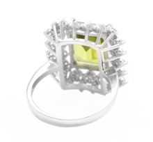 Load image into Gallery viewer, 7.00 Carats Natural Peridot and Diamond 14k Solid White Gold Ring