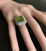 Load image into Gallery viewer, 7.00 Carats Natural Peridot and Diamond 14k Solid White Gold Ring