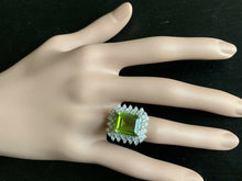 Load image into Gallery viewer, 7.00 Carats Natural Peridot and Diamond 14k Solid White Gold Ring