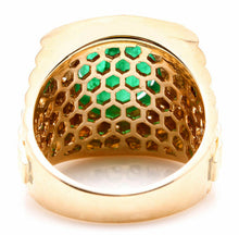 Load image into Gallery viewer, 5.70ct Natural Emerald and Diamond 18k Solid Yellow Gold Men's Ring