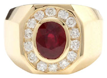 Load image into Gallery viewer, 4.60 Carats Natural Ruby and Diamond 14K Solid Yellow Gold Men's Ring
