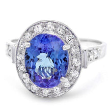 Load image into Gallery viewer, 4.30 Carats Natural Tanzanite and Diamond 14K Solid White Gold Ring