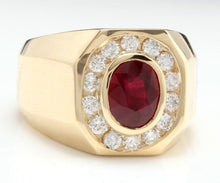 Load image into Gallery viewer, 4.60 Carats Natural Ruby and Diamond 14K Solid Yellow Gold Men's Ring