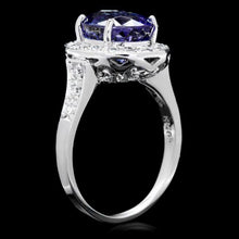 Load image into Gallery viewer, 4.30 Carats Natural Tanzanite and Diamond 14K Solid White Gold Ring