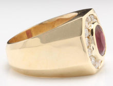 Load image into Gallery viewer, 4.60 Carats Natural Ruby and Diamond 14K Solid Yellow Gold Men's Ring