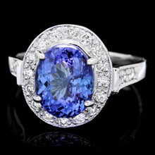 Load image into Gallery viewer, 4.30 Carats Natural Tanzanite and Diamond 14K Solid White Gold Ring