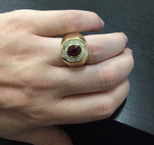 Load image into Gallery viewer, 4.60 Carats Natural Ruby and Diamond 14K Solid Yellow Gold Men's Ring