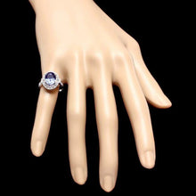 Load image into Gallery viewer, 4.30 Carats Natural Tanzanite and Diamond 14K Solid White Gold Ring