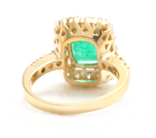 Load image into Gallery viewer, 4.10ct Natural Emerald &amp; Diamond 14k Solid Yellow Gold Ring