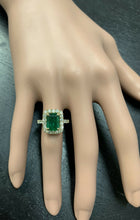 Load image into Gallery viewer, 4.10ct Natural Emerald &amp; Diamond 14k Solid Yellow Gold Ring