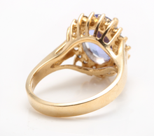 Load image into Gallery viewer, 4.10 Carats Natural Tanzanite and Diamond 14k Solid Yellow Gold Ring