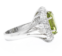Load image into Gallery viewer, 6.20 Carats Natural Peridot and Diamond 14k Solid White Gold Ring