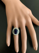 Load image into Gallery viewer, 8.40ct Natural Blue Sapphire &amp; Diamond 14k Solid White Gold  Ring