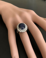 Load image into Gallery viewer, 8.40ct Natural Blue Sapphire &amp; Diamond 14k Solid White Gold  Ring
