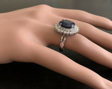 Load image into Gallery viewer, 8.40ct Natural Blue Sapphire &amp; Diamond 14k Solid White Gold  Ring