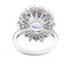 Load image into Gallery viewer, 6.30 Carats Natural Tanzanite and Diamond 14k Solid White Gold Ring