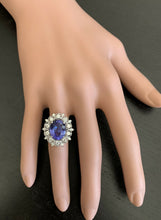 Load image into Gallery viewer, 6.30 Carats Natural Tanzanite and Diamond 14k Solid White Gold Ring