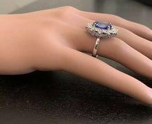 Load image into Gallery viewer, 6.30 Carats Natural Tanzanite and Diamond 14k Solid White Gold Ring