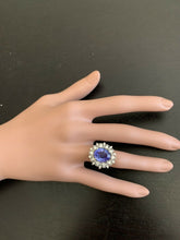 Load image into Gallery viewer, 6.30 Carats Natural Tanzanite and Diamond 14k Solid White Gold Ring