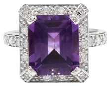 Load image into Gallery viewer, 6.05 Carats Impressive Natural Amethyst and Diamond 14K White Gold Ring