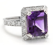 Load image into Gallery viewer, 6.05 Carats Impressive Natural Amethyst and Diamond 14K White Gold Ring