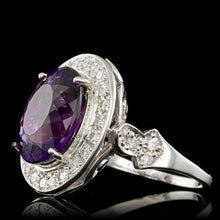 Load image into Gallery viewer, 7.90 Carats Natural Amethyst and Diamond 14K Solid White Gold Ring