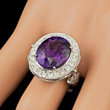 Load image into Gallery viewer, 7.90 Carats Natural Amethyst and Diamond 14K Solid White Gold Ring