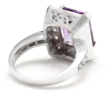 Load image into Gallery viewer, 6.05 Carats Impressive Natural Amethyst and Diamond 14K White Gold Ring