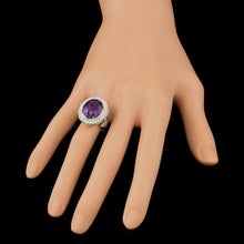 Load image into Gallery viewer, 7.90 Carats Natural Amethyst and Diamond 14K Solid White Gold Ring