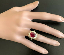 Load image into Gallery viewer, 7.20 Carats Natural Red Ruby and Diamond 18k Solid Yellow Gold Ring
