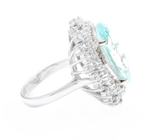 Load image into Gallery viewer, 11.60ct Natural Aquamarine and Diamond 14k Solid White Gold Ring