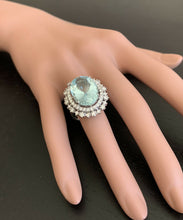 Load image into Gallery viewer, 11.60ct Natural Aquamarine and Diamond 14k Solid White Gold Ring