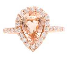 Load image into Gallery viewer, 3.70 Carats Natural Morganite and Diamond 18k Solid Rose Gold Ring