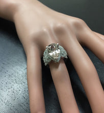 Load image into Gallery viewer, 9.00 Carats Natural Morganite and Diamond 18k Solid White Gold Ring