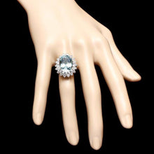 Load image into Gallery viewer, 9.80 Carats Natural Aquamarine and Diamond 14K Solid White Gold Ring