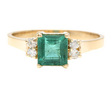 Load image into Gallery viewer, 2.15ct Natural Emerald &amp; Diamond 14k Solid Yellow Gold Ring