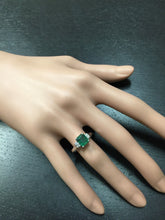 Load image into Gallery viewer, 2.15ct Natural Emerald &amp; Diamond 14k Solid Yellow Gold Ring