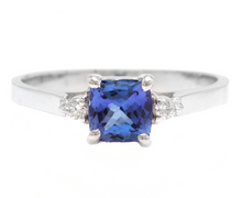 Load image into Gallery viewer, Natural Tanzanite and Diamond 14k Solid White Gold Ring