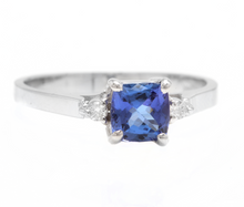 Load image into Gallery viewer, Natural Tanzanite and Diamond 14k Solid White Gold Ring