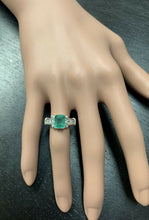 Load image into Gallery viewer, 2.25ct Natural Emerald &amp; Diamond 14k Solid White Gold Ring
