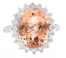 Load image into Gallery viewer, 11.10 Carats Natural Morganite and Diamond 14k Solid White Gold Ring