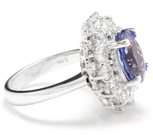 Load image into Gallery viewer, 5.30 Carats Natural Tanzanite and Diamond 14k Solid White Gold Ring