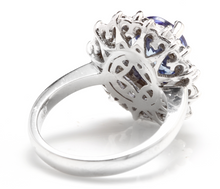 Load image into Gallery viewer, 5.30 Carats Natural Tanzanite and Diamond 14k Solid White Gold Ring