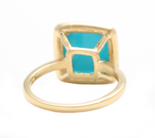 Load image into Gallery viewer, 3.60 Carats Natural Turquoise and Diamond 14k Solid Yellow Gold Ring